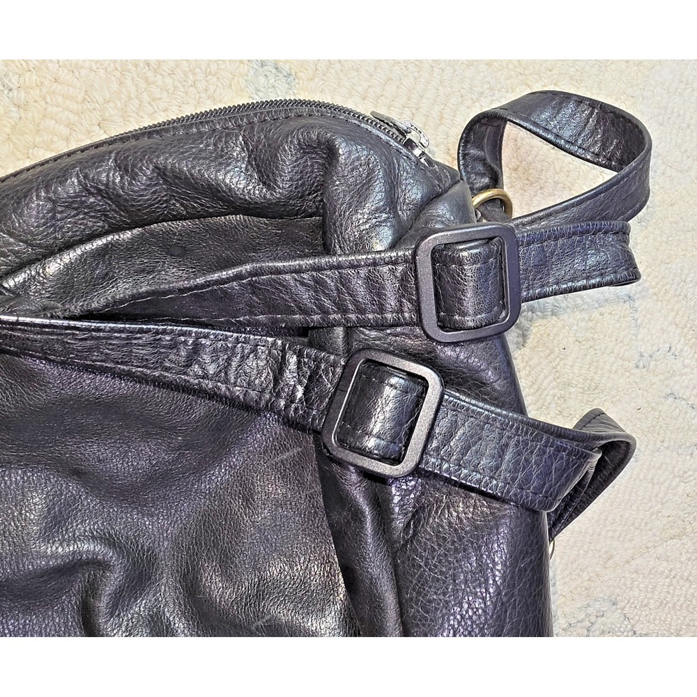 Quality Premium Leather Backpack Side-Zip Closure 3 Compartment Adjustable Strap - Picture 8 of 15